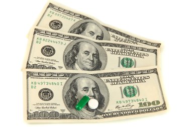 hap ve para üzerine beyaz izole