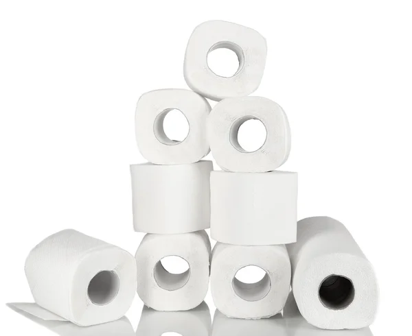 Rollos de papel higiénico aislados en blanco — Foto de Stock