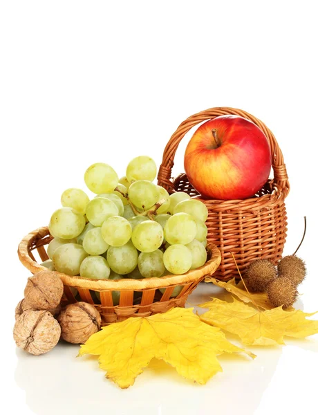 Green grape with nuts isolated on white — Stock Photo, Image