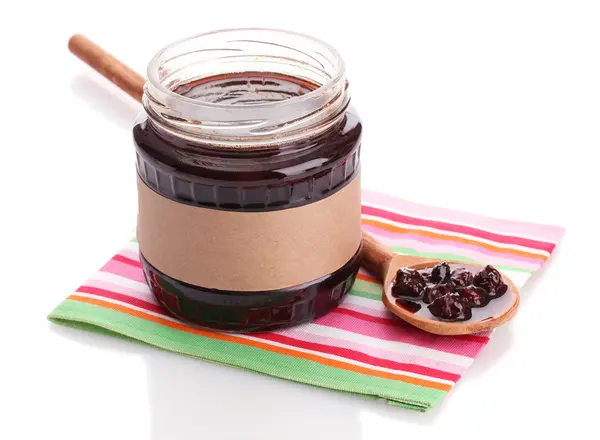 Smakelijke bessen jam, geïsoleerd op wit — Stockfoto