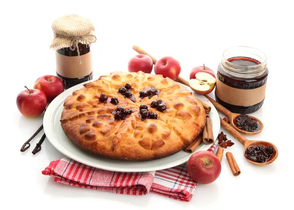 맛 있는 수 제 파이, 사과 잼, 흰색 절연 — 스톡 사진