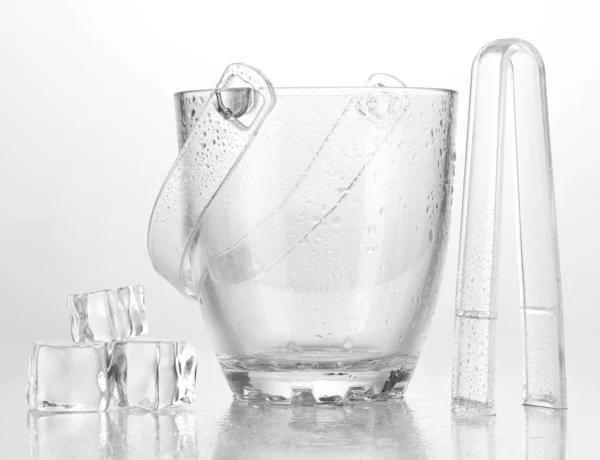 Glass ice bucket isolated on white — Stock Photo, Image