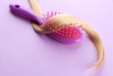 tarak fırça saçlı mor zemin üzerine