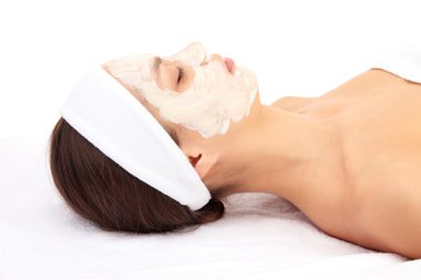 Kil yüz maskesi, beyaz izole olan kadın