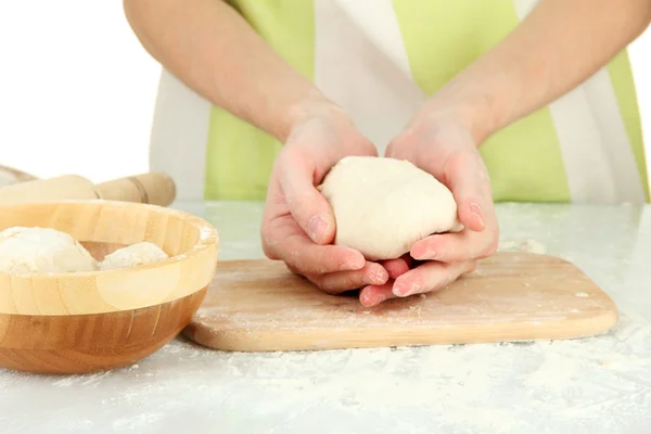 Preparing pizza dough isolated on white — Stock Photo, Image