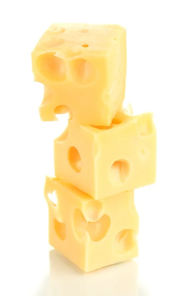 孤立在白色的奶酪多维数据集 — 图库照片