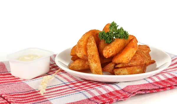 Apetitivo pueblo patatas en plato aislado en blanco —  Fotos de Stock