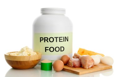 jar gıda üzerine beyaz izole protein ve protein tozu