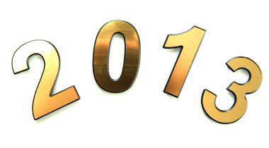2013 yılında altın numaraları, üzerinde beyaz izole