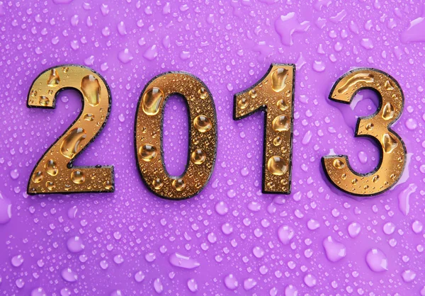 2013 in golden numbers, on blue background — Stock Photo, Image