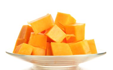 beyaz izole lezzetli kabak, dilimlenmiş