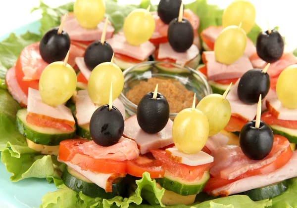 Canapes on plate close up — Stock Photo, Image