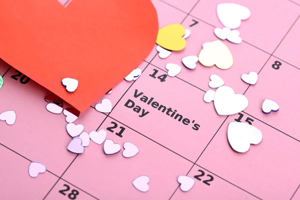 Notes sur le calendrier (Saint-Valentin), gros plan — Photo