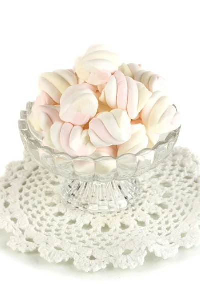 Mild marshmallow i vas isolerad på vit — Stockfoto
