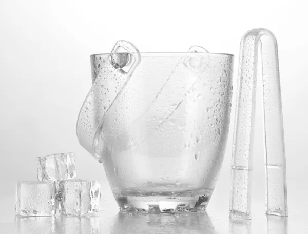 Glass ice bucket isolated on white — Stock Photo, Image