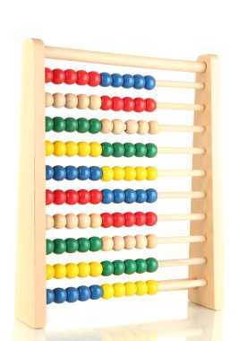 parlak ahşap oyuncak abacus, üzerinde beyaz izole