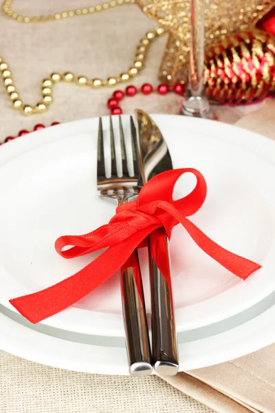 Serving Christmas table close-up — Stock Photo, Image