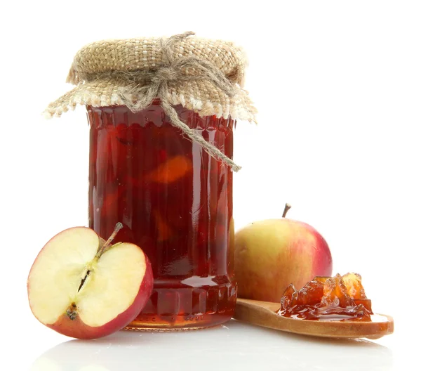 Confiture maison savoureuse, isolée sur blanc — Photo