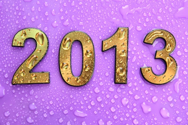 2013 in golden numbers, on blue background — Stock Photo, Image