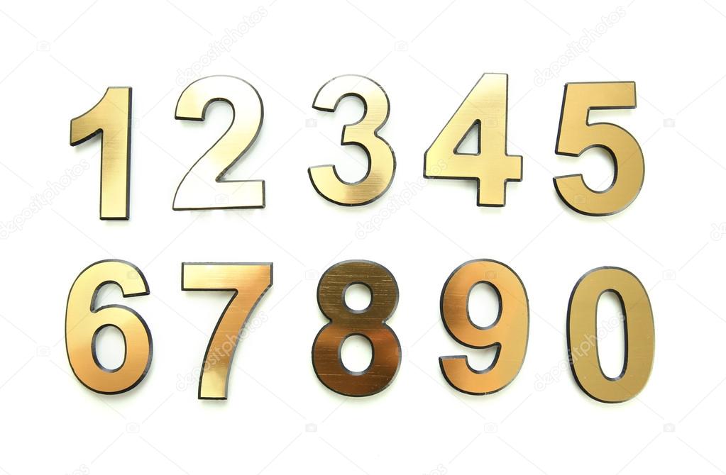 Golden numbers, isolated on white