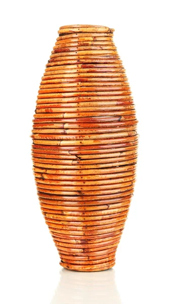 Bamboo vase isolated on white — Stock Photo, Image