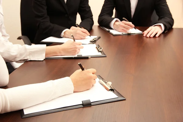 Close up of business hands during teamwork — Stock Photo, Image