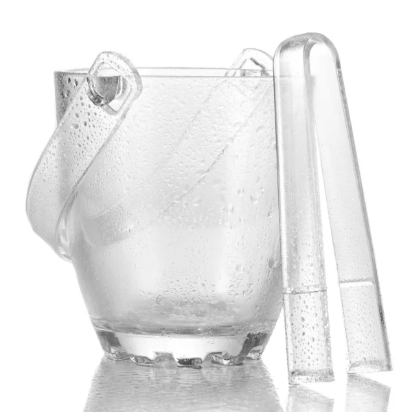 Glass ice bucket isolated on white — Stock Photo, Image