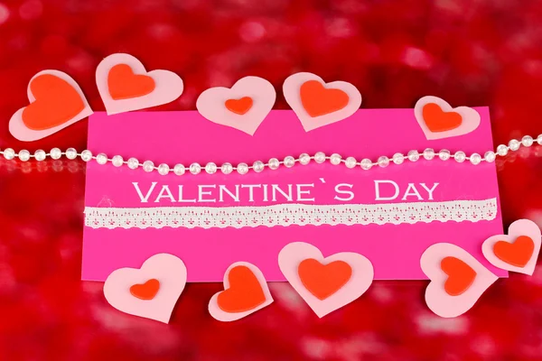Greeting card for Valentine's Day on red background — Stock Photo, Image