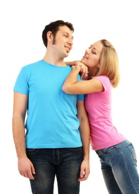 sevgi dolu çift üzerinde beyaz izole