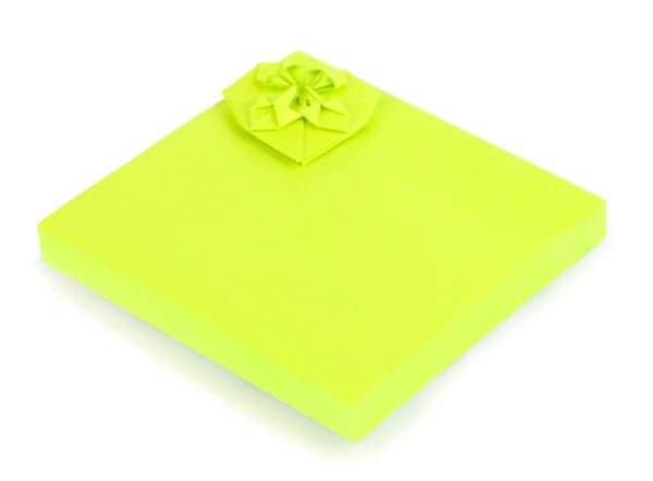 Green sticky notes isolated on white — Stock Photo, Image