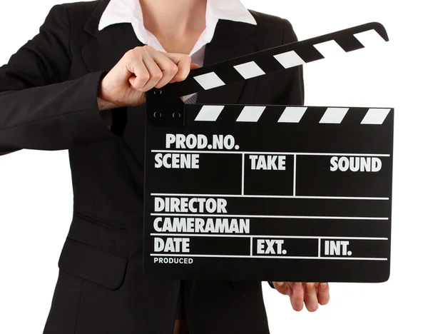 Movie production clapper board isolated on white — Stock Photo, Image