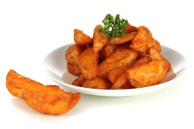 plaka üzerinde beyaz izole iştah açıcı Köyü patates