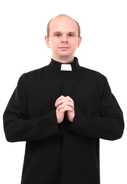 Young priest isolated on white — Stock Photo, Image