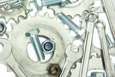 makine metal cogwheels, somun ve cıvata arka dişli, yakın çekim