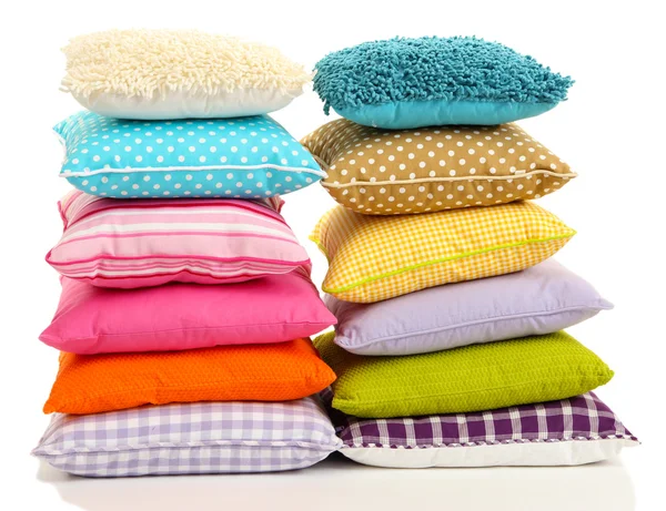 Colinas travesseiros coloridos isolados em branco — Fotografia de Stock