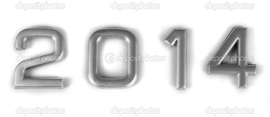 2014 laid out numbers isolated on white