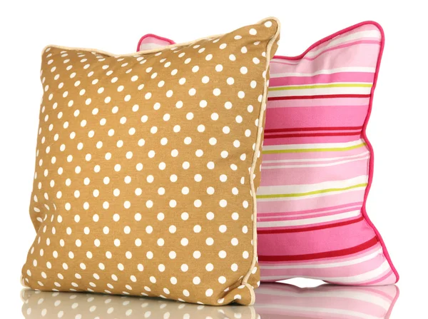 Brown and pink bright pillows isolated on white — Stock Photo, Image