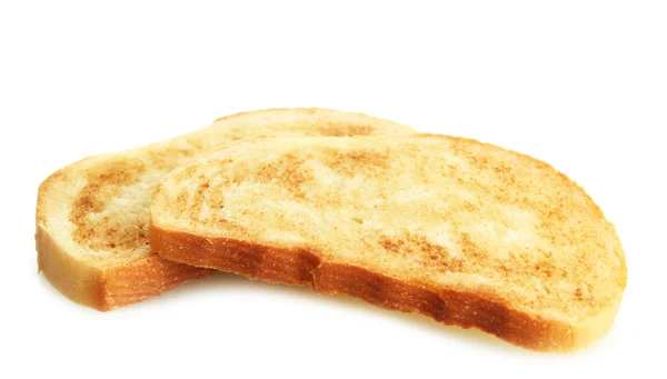 Tostadas de pan blanco, aisladas sobre blanco — Foto de Stock