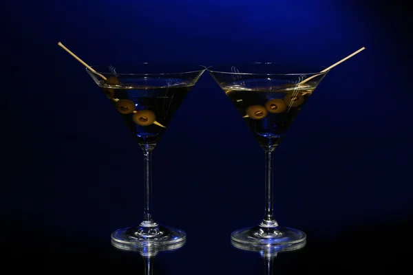 Martini glasses on dark background — Stockfoto