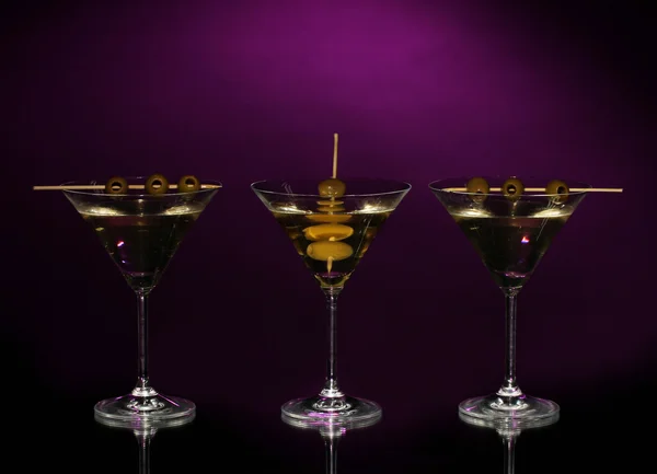 Martini glasses on dark background — Stockfoto