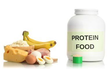 jar gıda üzerine beyaz izole protein ve protein tozu