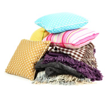 kareli ve üzerinde beyaz izole renkli yastıklar