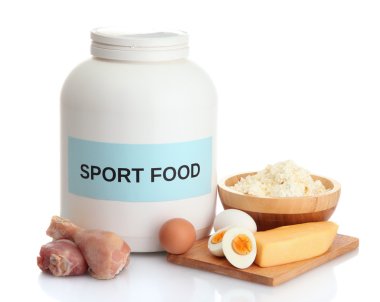 jar gıda üzerine beyaz izole protein ve protein tozu