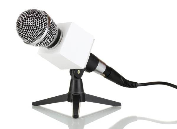 Microphone on stand isolated on white — Stock Photo, Image