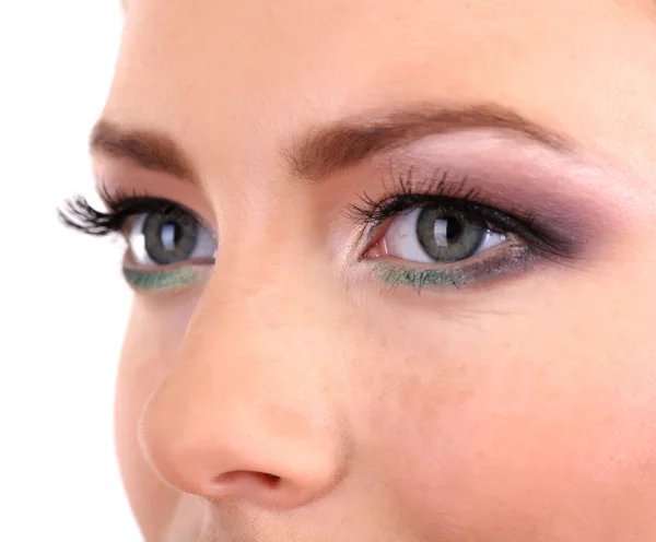 Krásné ženské oči s světlý make-up, zblízka — Stock fotografie