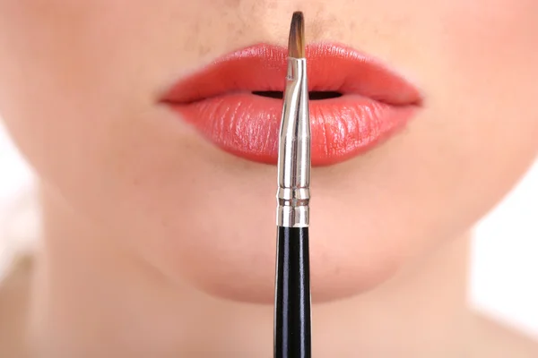 Beautiful make up of gloss lips, close up — Stock Photo, Image