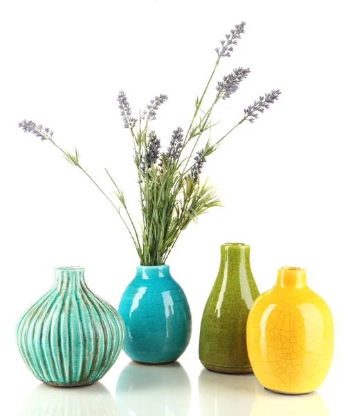 Decorative ceramic vases isolated on white — Stock Photo, Image