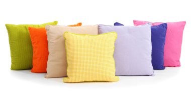 renkli yastıklar üzerinde beyaz izole