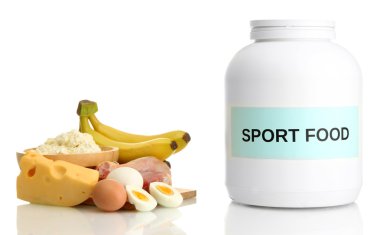 jar gıda üzerine beyaz izole protein ve protein tozu