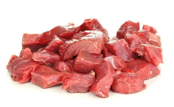 Carne crua de bovino isolada a branco — Fotografia de Stock